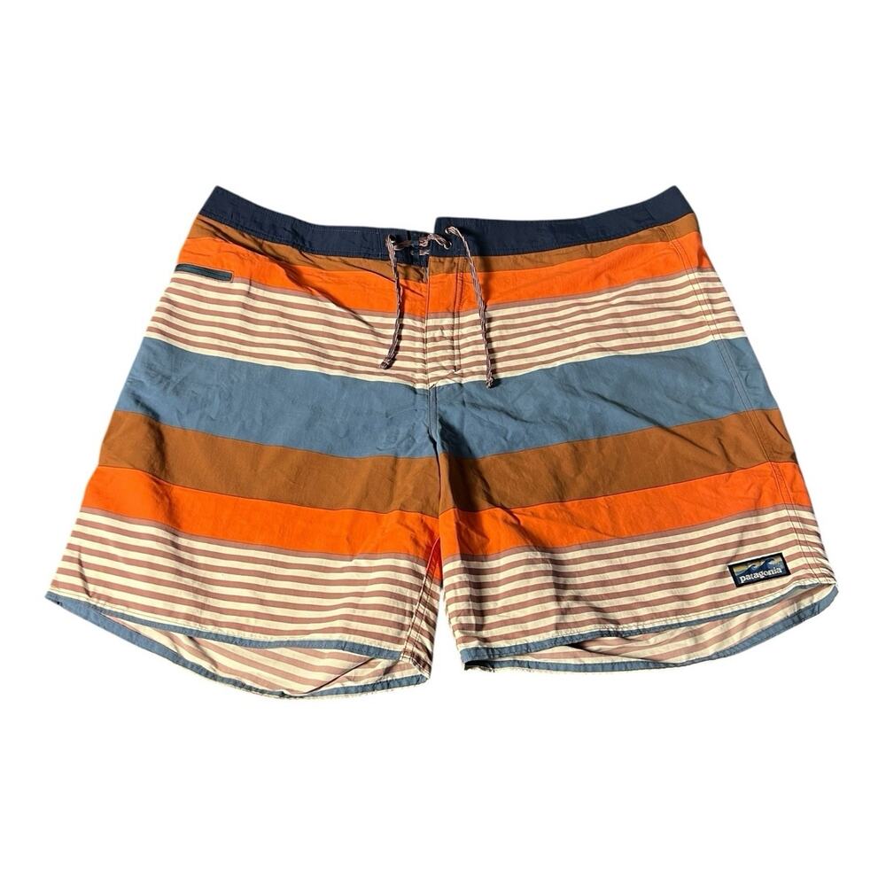 NEW Patagonia Wavefarer Board Shorts Mens 20” Striped Colorblock Size‎ 44 Swim